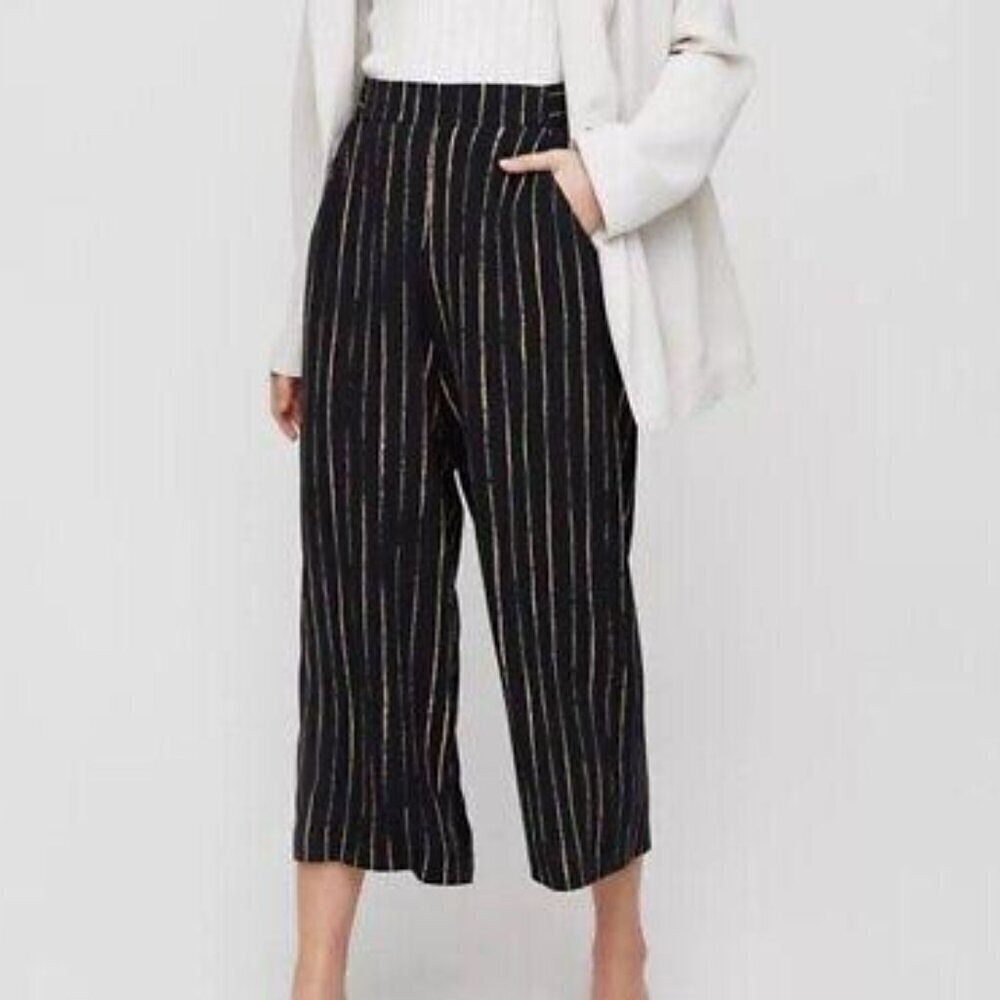 Aritzia Wilfred Black and White Stripe Faun Pant - Size Small